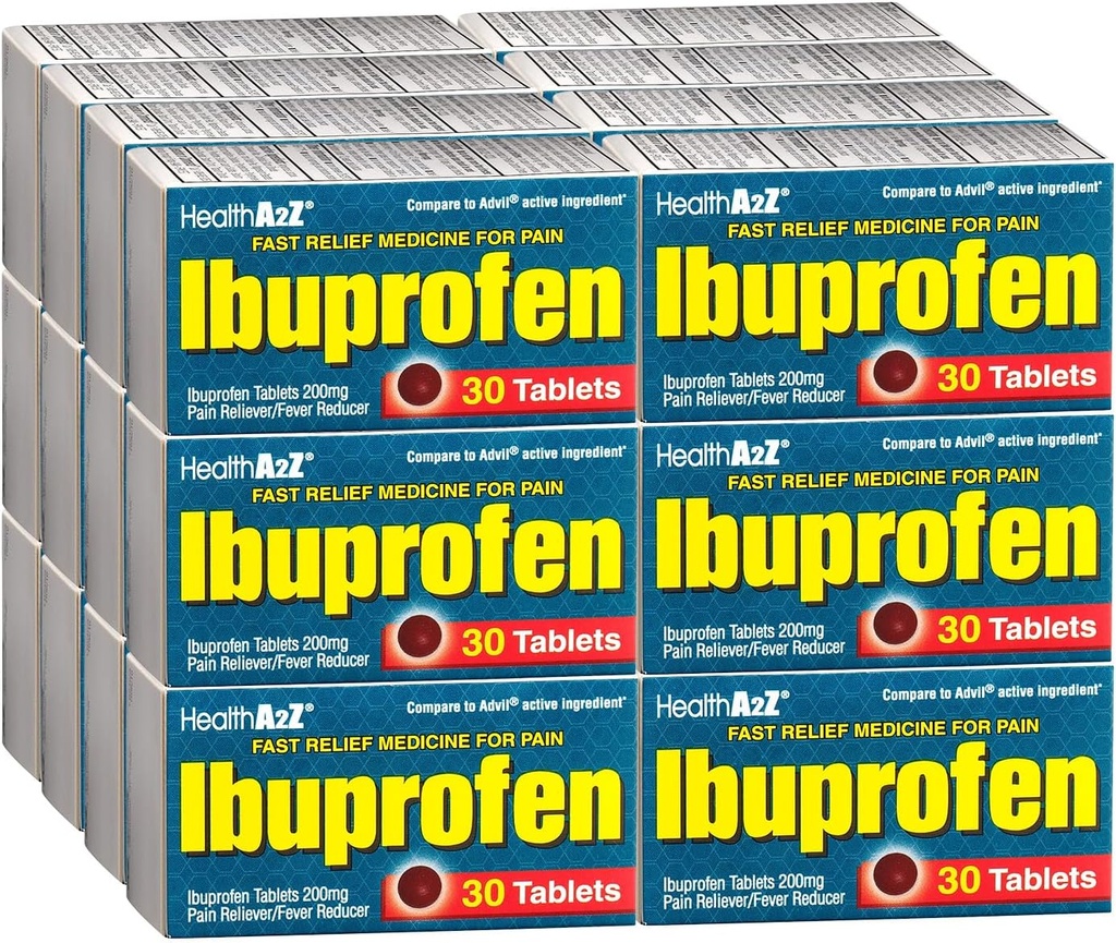 HealthA2Z ® Ibuprofen Caplet 200mg colum124; Pain Reliever & Fever Reducer CLAS124; 24 Balení po 30 tabletách (720 tablet celkem) CLAS124; Value Pack CLAS124; NSAID