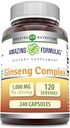 Úžasný komplex ženšen - 1000 Mg Per Serving, Kapsle (Non- GMO, gluten zdarma) Podporuje zdravý imunitní systém - Podporuje výrobu energie - Podporuje duševní bdělost. (240 Počet)