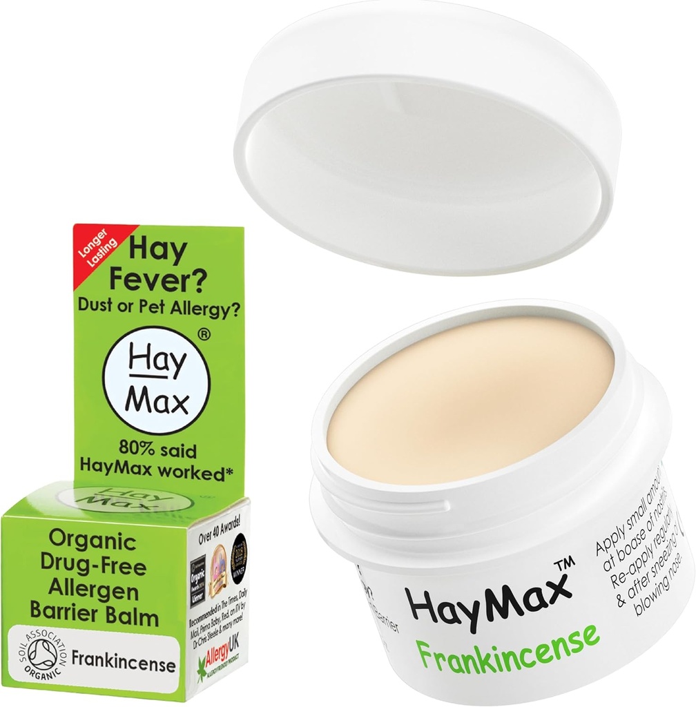 HayMax Alergen Barrier Balm - Frankincense 0.17 fl oz - Organic, Natural & Non- Drowsy Hay Fever & Alergie Relief Balm - Blocks Pollen & Alergen částice - Skvělé pro dospělé, děti a těhotné ženy