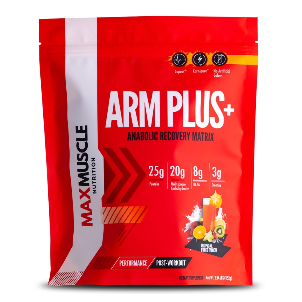 Max Muscle Arm Plus + Anabolic Recovery Matrix 124; 25g Protein, 8g Bcaas, 3g Creatin Monohydrát 124; Syrovátka, aminokyseliny, antioxidanty, glutamin, elektrolyty (Tropical Punch, 2,54 lb)
