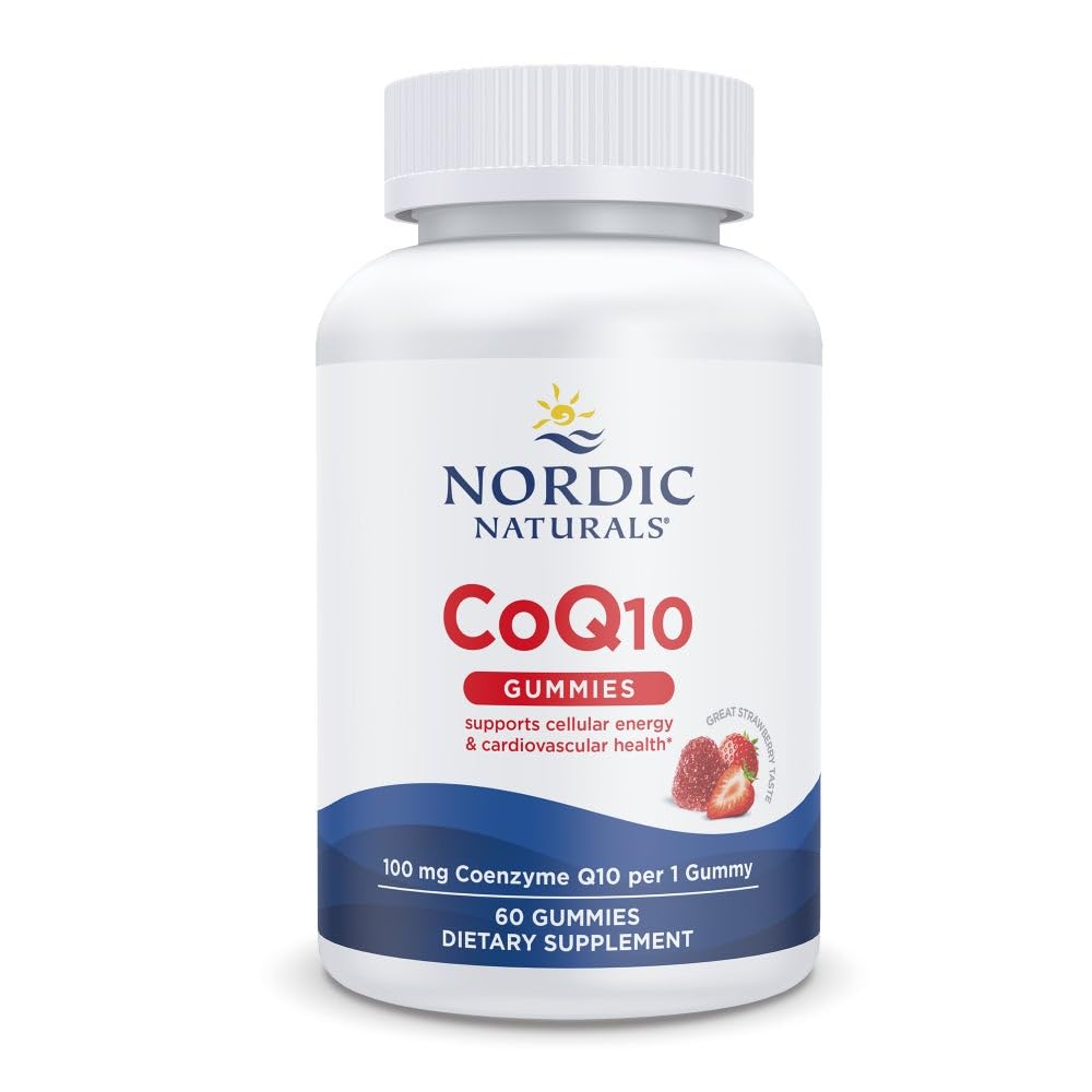 Nordic Naturals CoQ10 Gummies, Strawberry - 60 Gummies - 100 mg Coenzym Q10 (CoQ10) - Velká chuť - Zdraví srdce, Výroba celulární energie, Antioxidant Support - Non- GMO, Vegan - 60 Služeb