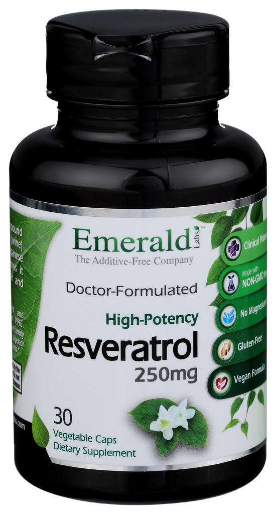 Smaragdové laboratoře Resveratrol - dodatek stravy s Resveratrolem pro buněčnou a kardiovaskulární podporu - 30 Zeleninové kapsle