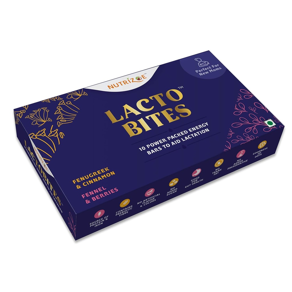 Nutrizoe Lactobits - Power Packed to Aid Kojení pro zvýšené množství mléka a snadné kojení, 450 Gm (10 barů)