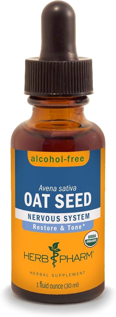Herb Pharm Certified Organic Alcohol- Free Oat Seed Glycerite for Nervous System Support - 1 Fl Oz (Balení po 1)