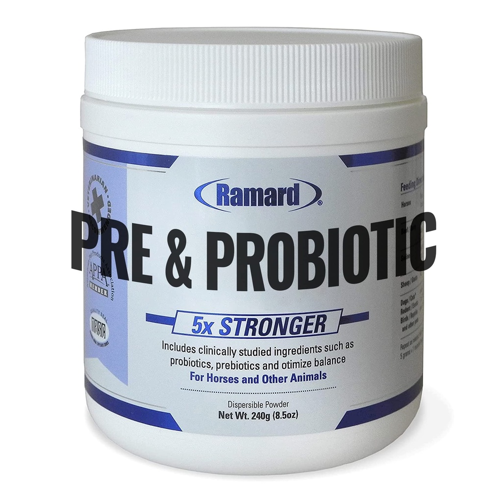 Ramard Total Prebiotic & Probiotic Equine Formule - Přírodní stravitelný doplněk pro koně Optimální Gut zdraví, Nutrient Absorpce, Foal Support Pro & Pre Biotics pro Livestocks a kůň 8.5 oz Jar