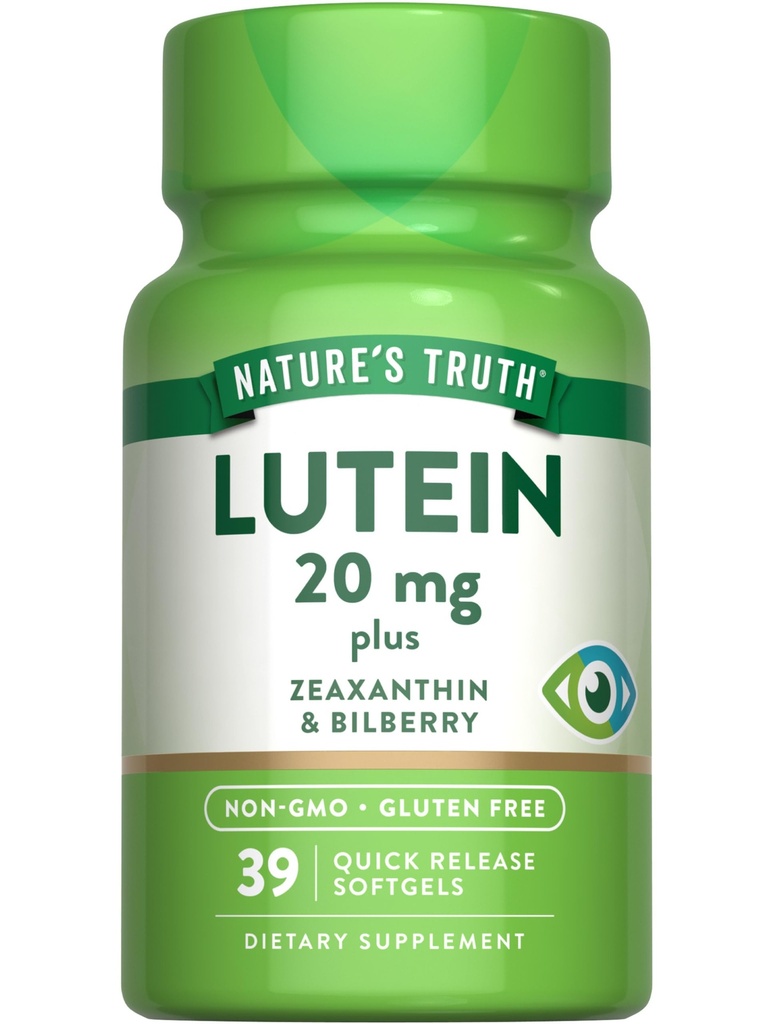 Nature 's Truth Lutein and Zeaxanthin CLANE124; 20 mg CLANE124; 39 Softgels CLANE124; s Bilberry CLANE124; Non-GMO & Gluten zdarma dodatek