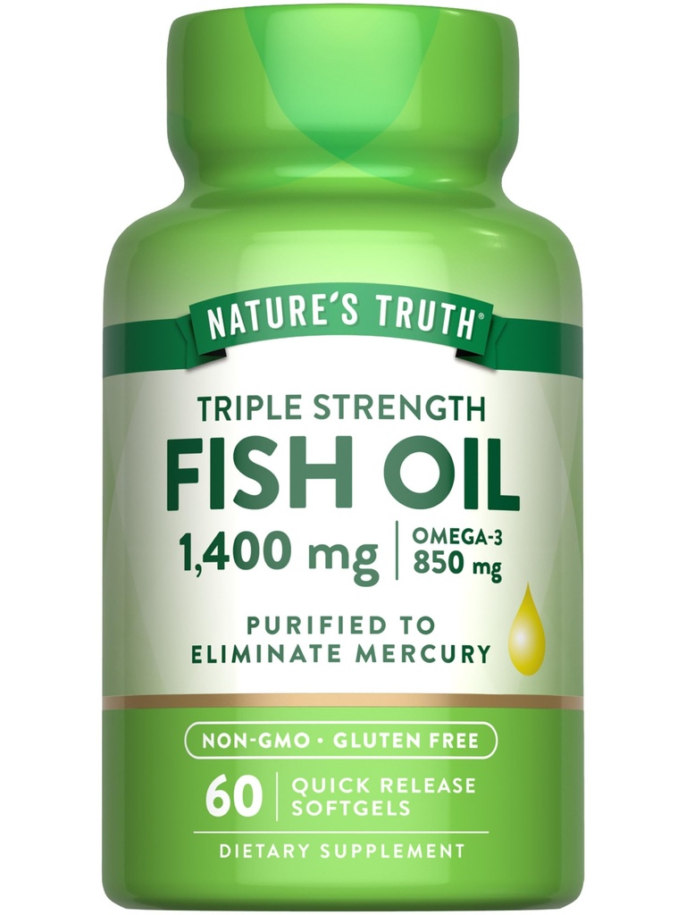 Nature 's Truth Triple Strenggels Fish Oil Softgels 124; 1400 mg IR 124; 60 Count IR 124; Active Omega 3 IR 124; Non- GMO & gluten Free Supplement
