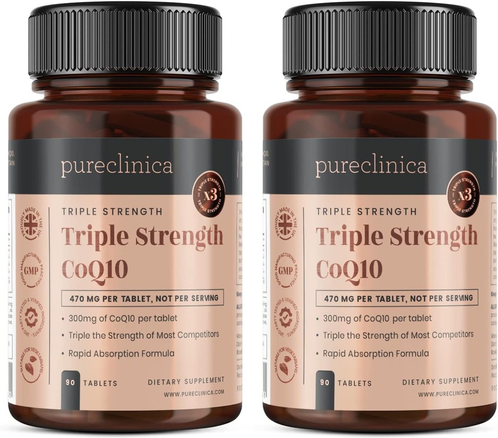 pureclinica fermentované CoQ10 300mg x 180 tablet (2 láhve 90 tablet) - 6 měsíců dodávky. Non GMO, USP Grade. Přidaný vitamin C & Black Pepper Extract pro absorpci.