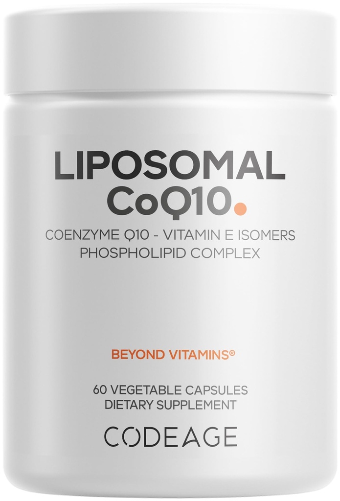 Codeage Liposomal CoQ10 dodatek - 125 mg Coenzym Q10 s vitaminem E Isomers Tocopherols - 2-Month Supply - 1 kapsle per Serving - Liposomal Delivery - Vegan, Non- GMO, gluten- Free - 60 Kapsle