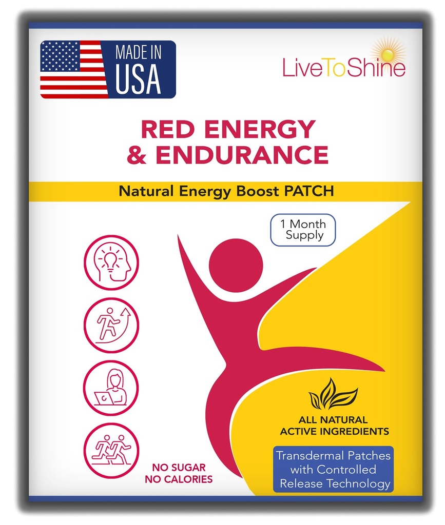 Red Energy & Endurance Patch - Natural Energy - USA Made - 30 Záplaty