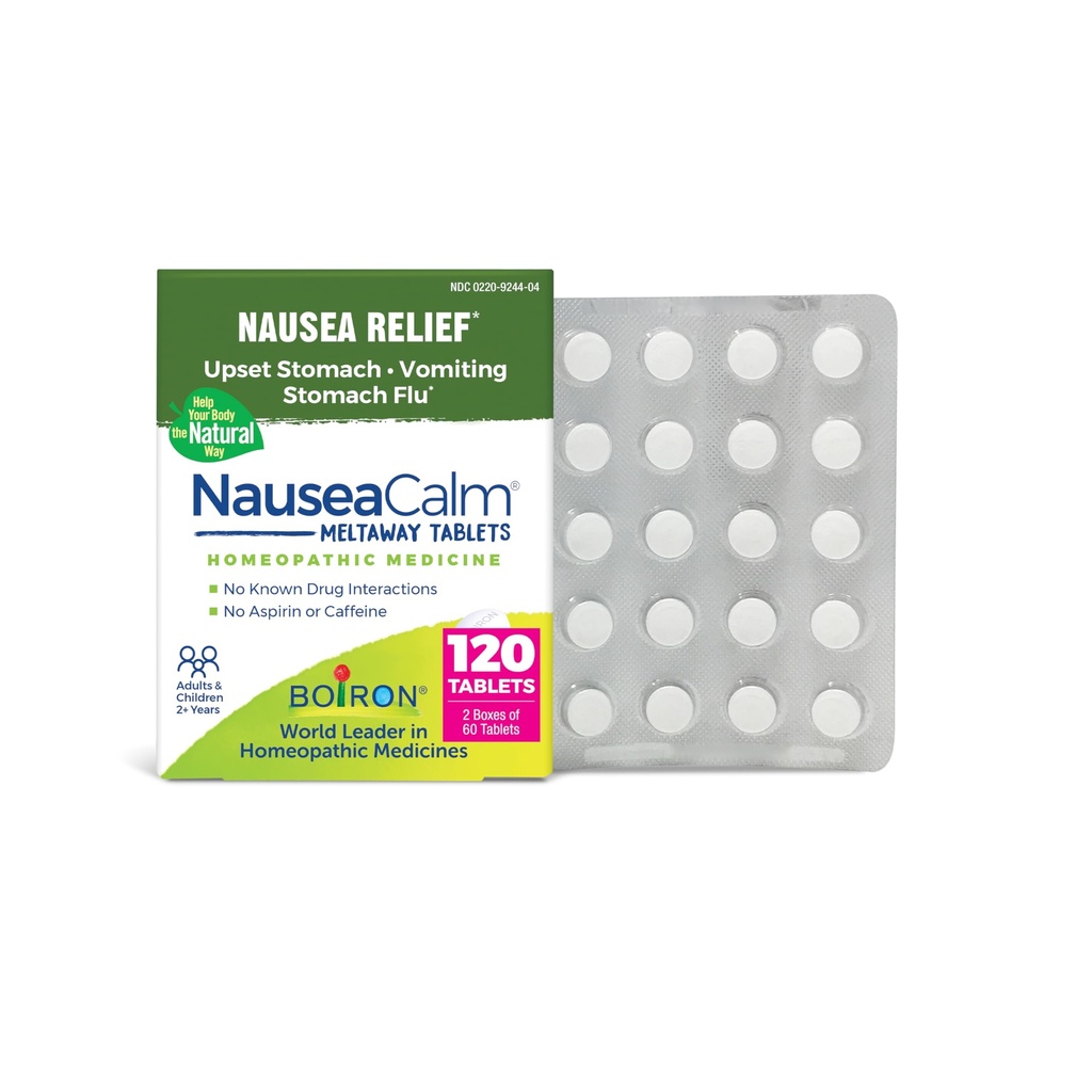 Boiron NauseaCalm Relief for Upset Stomach, Nausea, a Zvracení Vzhledem k žaludku chřipky, Overdeligence, nebo Motion Nemoci - Non- Drowsy - 120 Počet (2 balení 60)