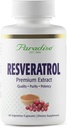 Paradise Byliny Resveratrol, Antioxidant, Super Potent, Ultra Pure, Vegan, Non GMO, Gluten Free, 60 Vegetariánské kapsle