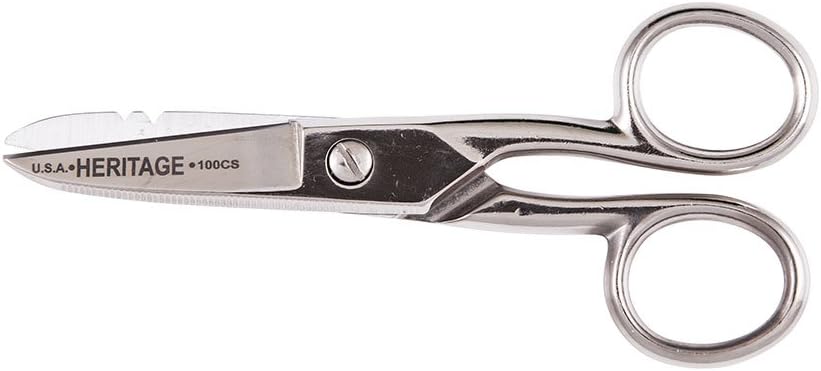 Klein Tools G100CS Nůžky, Vyrobeno v USA, Elektrický nůžky se stripovými notami a zoubkovanou čepelí, 5-1 / 4-Inch