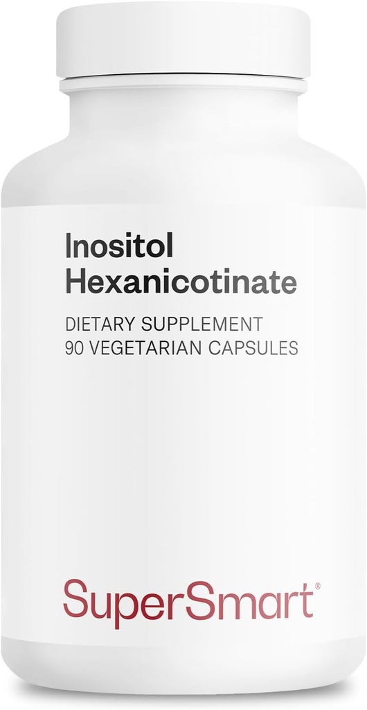 Supersmart - Inositol Hexanikotinát 1500mg denně (vysoká síla Niacin Flush zdarma) - Zlepšený vitamín B3 dodatek 124; Non- GMO & gluten zdarma - 90 Vegetariánské kapsle