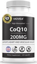 CoQ10 - Vyrobeno v USA, 120 Kapsle, 200mg (4měsíční dodávka), Ultra vysoce absorpční koenzym Q10 dodatek - Antioxidant pro srdce, cévní zdraví a energetický boost