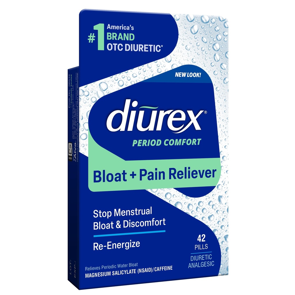 Diurex Water Pills + Pain Relief - Relieve Water Bloat, Cramps, & Únava - 42 Počet