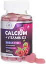 Doplňky vápníku pro ženy - Cukr zdarma vápníkové gumy s vitamínem D3 pro sílu kostí, zuby a imunitní zdravotní podpora, Přírodní Chews pro ženy a muže - Maliny ochucené a non-GMO - 60 gumy
