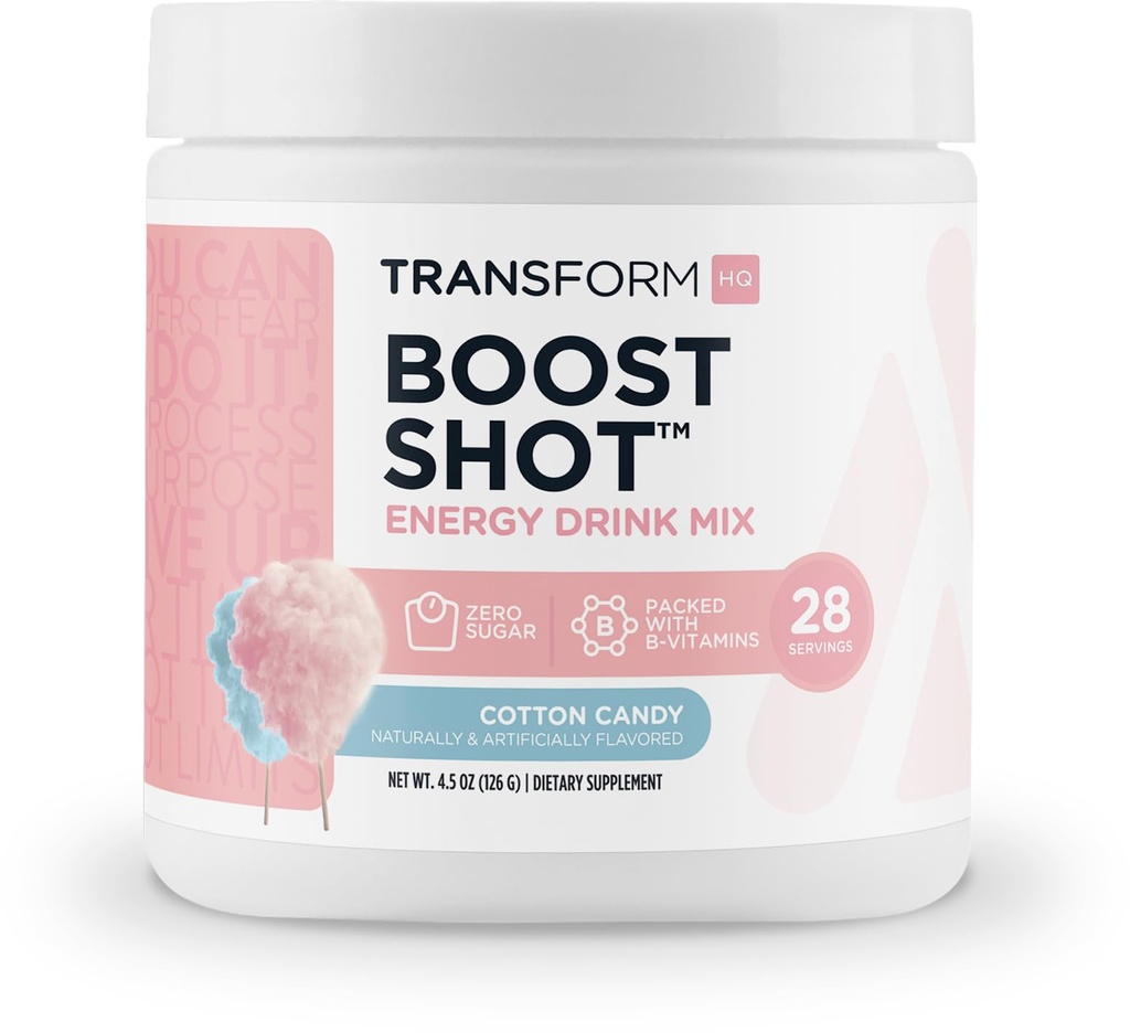 TransformHQ Boost Shot (28 Služeb, Cotton Candy) 124; Energy Without The Crash - gluten Free, Non- GMO