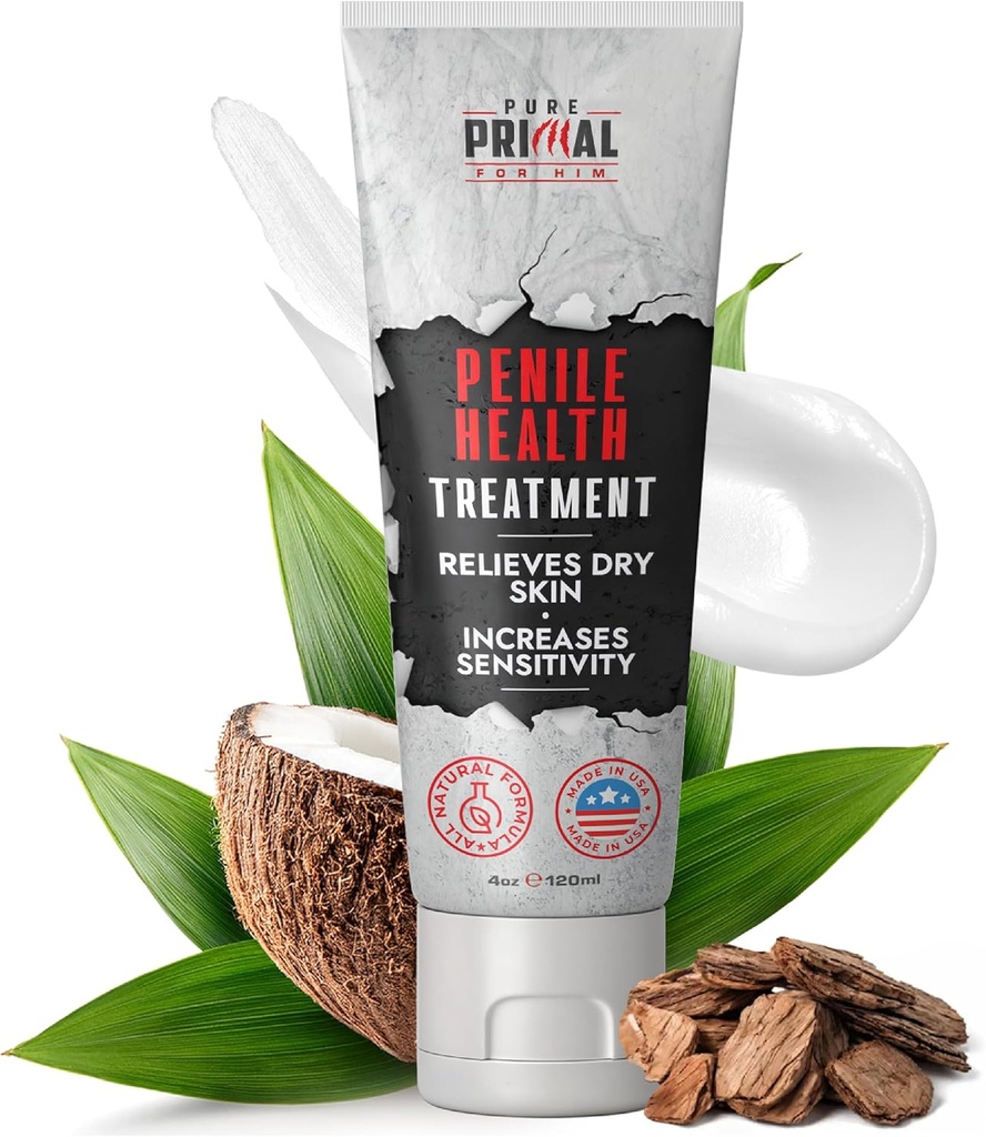 Pure Primal Penile Cream pro muže - Fast- Absorbování penisu Zdravotní Creme pro hydrataci Kožní podpora a podráždění Relief - Denní hydratační léčba