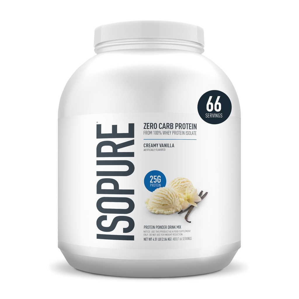 Izopure Zero Carb 100% čistý syrovátkový izolát proteinový prášek, laktóza, gluten zdarma, s vitamíny, krémová vanilka, 25g protein per Serving, 4.5 Lbs, 66 Servings (Balení květen Vary)