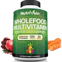 Nutriveral All Food Multivitamin pro muže a ženy - 120 Vegan Multivitamin Caps pro dospělé - Denní energie, imunitní a srdeční podpora - Syrové ovoce a Veggie Blend + B Vitamíny - Neurčeno pro děti