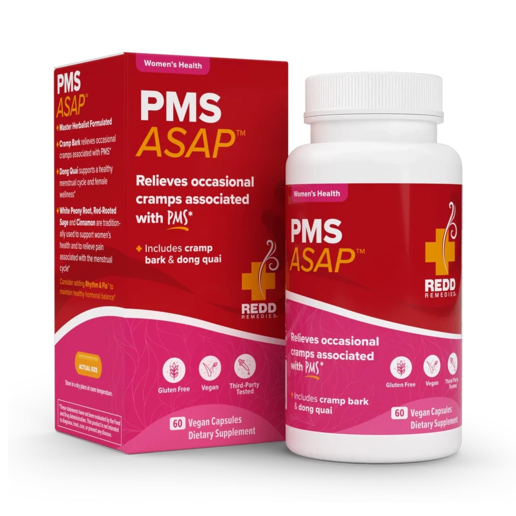 Redd Remedies, PMS ASAP, zahrnuje křečovité štěnice & Dong Quai, 60 Vegan Kapsle