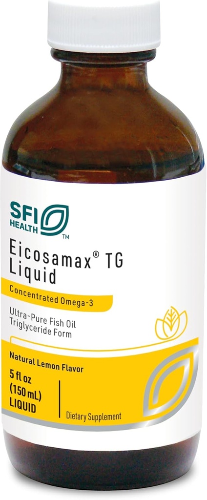 Klaire Labs SFI Health Eicosamax TG Fish Oil - Ultra čistý Omega-3 Fish Oil Pills with EPA / DHA - Udržitelně sourced - Natural Lemon Flavor for No Fish Burps or After taste (30 Servings / 5 fl oz)