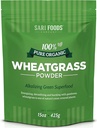 Sari Foods Organic Wheatgrass Powder - pšeničná tráva Juice Powder s chlorofylem, antioxidanty a vitaminy (15 Ounce)