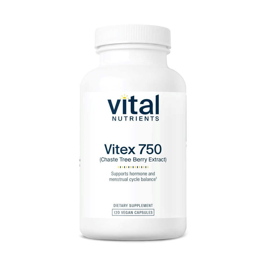 Vital Nutrients Vitex 750 OR 124; 750mg Chaste Tree Berry Extract OR 124; Podpora hormonu, plodnosti a menstruační bilance cyklu * OR 124; Gluten, Dairy, Soy Free OR 124; Non- GMO OR 124; 120 Kapsle