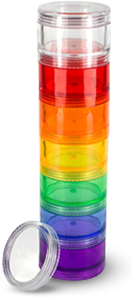 7 Day Medicine Pořadatel pilulek - Stackable Pill Box - Sedí malé tablety a vitamínové doplňky, Udržujte svou denní medicínu organizované na jednom místě - střední - Rainbow