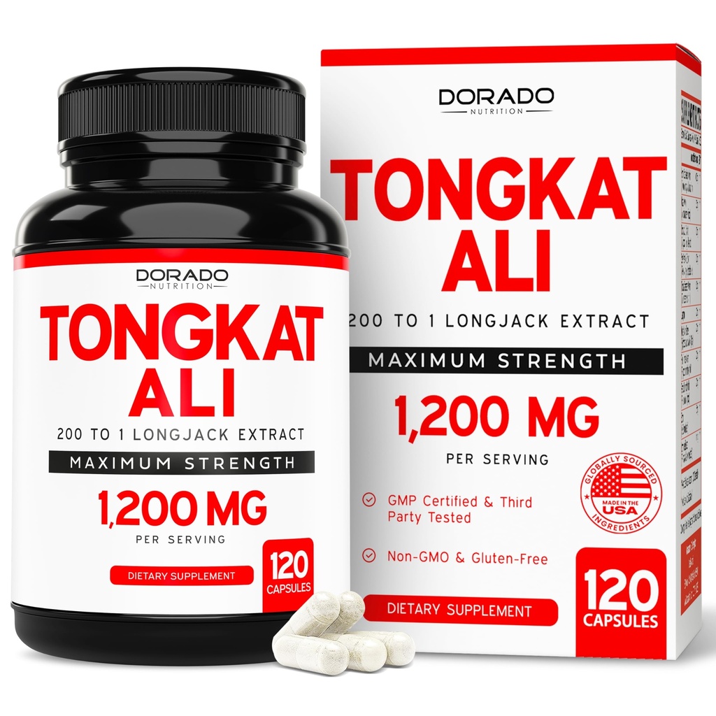 Tongkat Ali For Men 1200mg (200 až 1 extrakt) - 120 Kapsle - Longjack dodatek - Premium Tonkat- Ali dodatek - Podpora síly, pohon, atletická výkonnost a svalové hmoty - Gluten Free & Non- GMO