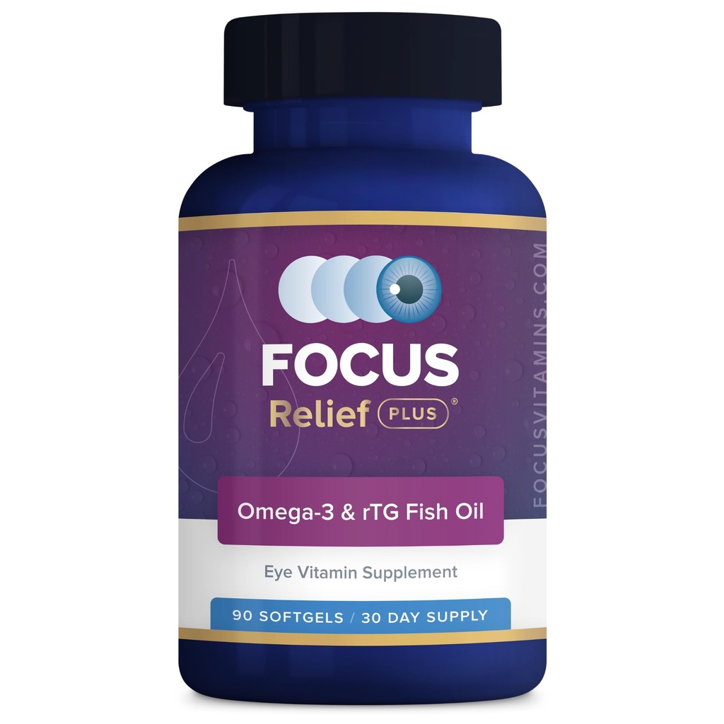 Focus Relief Plus Suché oko Formule (90 ct. 30 Day Suché oko Omega 3 Dodatek - Suché oko Relief Dodatek - Omega 3 Rybí olej pro suché oko