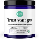 Ora Organic Prebiotic and Probiotic Powder Supplement - 20 miliard Probiotika, 7 Strains for Best Prebiotic Powder, Non- GMO, Probiotika pro ženy, muži a děti - Levander Lemonade Flavor, 30 Servings