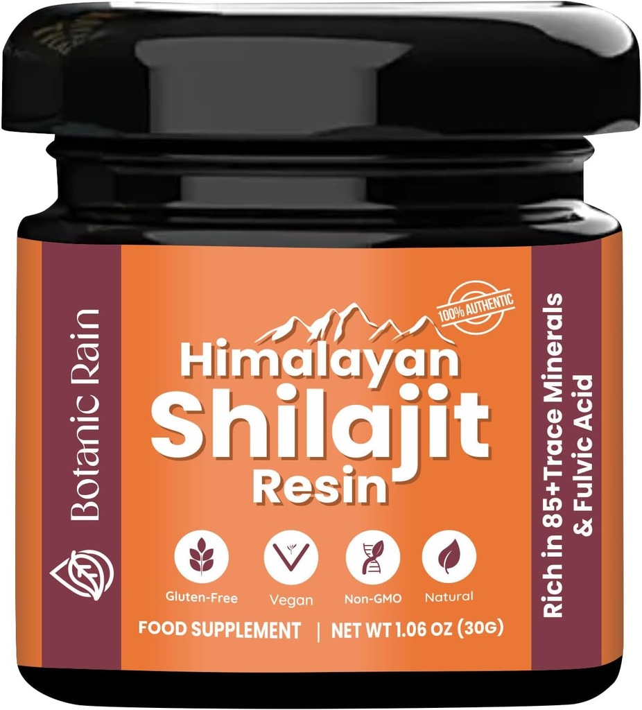 Čisté Himalájské Shilajit Resin pro muže a ženy, 85 + stopové minerály, 75% + Fulvic Acid for Energy Boost & Imunitation Support, Himalájské Resin Ayurveda Product - 1.06 oz