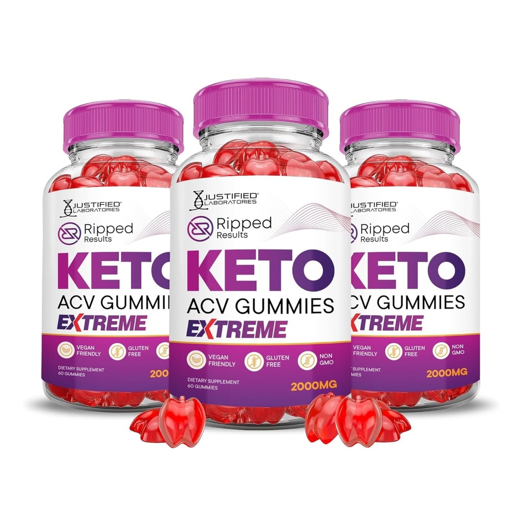Odůvodněné laboratoře (3 Pack Ripped Výsledky Keto ACV Gummies Extreme 2000MG Ripped Výsledky vyhodnocené s Pomegranate Beet Juice Powder B12 Vegan Non GMO 180 Gummys