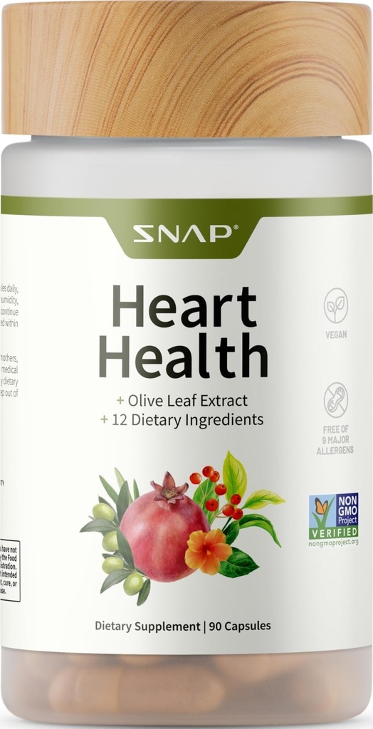 Snap doplňky Heart Health Support Supplementary - Botanická podpora pro srdeční zdraví, zdravý oběh, a oxidu dusnatého úrovně, 90 Kapsle (30 Služení, 1 měsíc Dodávka)
