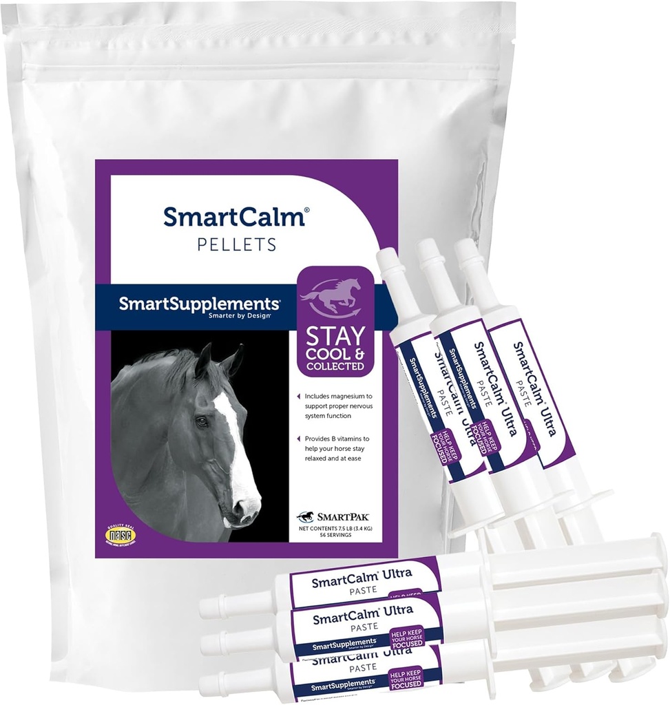 SmartEquine SmartClime Pellets & SmartCalm Ultra Paste 6 Tubes Bundle, Horse Calming dodatek 124; No Added Sugar Or Herbs, Dietní Equine dodatek