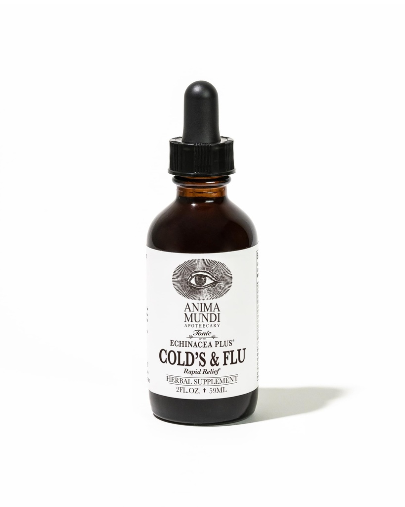 Anima Mundi Apotecary Cold 's & Flu Tonic - Imunitní podpůrné kapky s Echinacea, Česnek, Turmeric Root & Fresh Ginger - Imunitní systém podpora tekutý dodatek (2oz / 60ml)