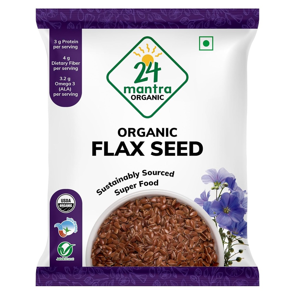 24 Mantra Organic Flax Seeds USDA Certified Organic EU Certified Organic Pesticides Free Adulteration Free Sodium Free - Balení po 1 ml 124; 7 Ounce