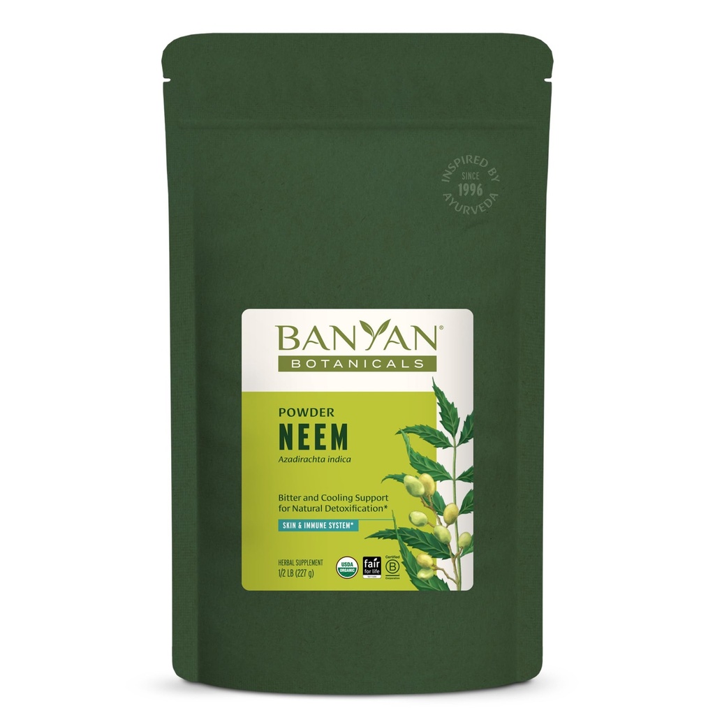 Banyan Botanicals Neem Powder - Organic Azadirachta Indica - Čištění Ayurvedic Herb for Health Skin & Blood * - 1 / 2 LB. - Fair for Life Udržitelně Sourced Non- GMO Vegan