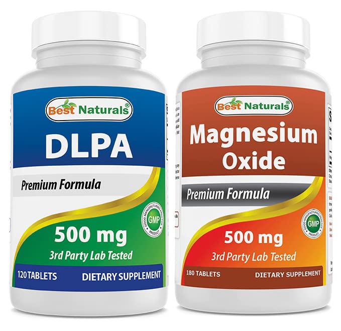Nejlepší Naturals DLPA 500 mg a oxid hořečnatý 500 mg