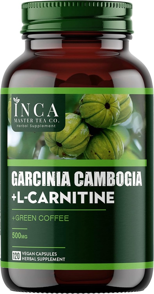 INCA MASTER TEA - 1600mg Garcinia Cambogia & L-Carnitin Complex - Belly Fat Burner for Women & Men - 120 High Potency Diet Pills - Rychlé hraní nejlepší Hunger Suppressant for Your Fitness