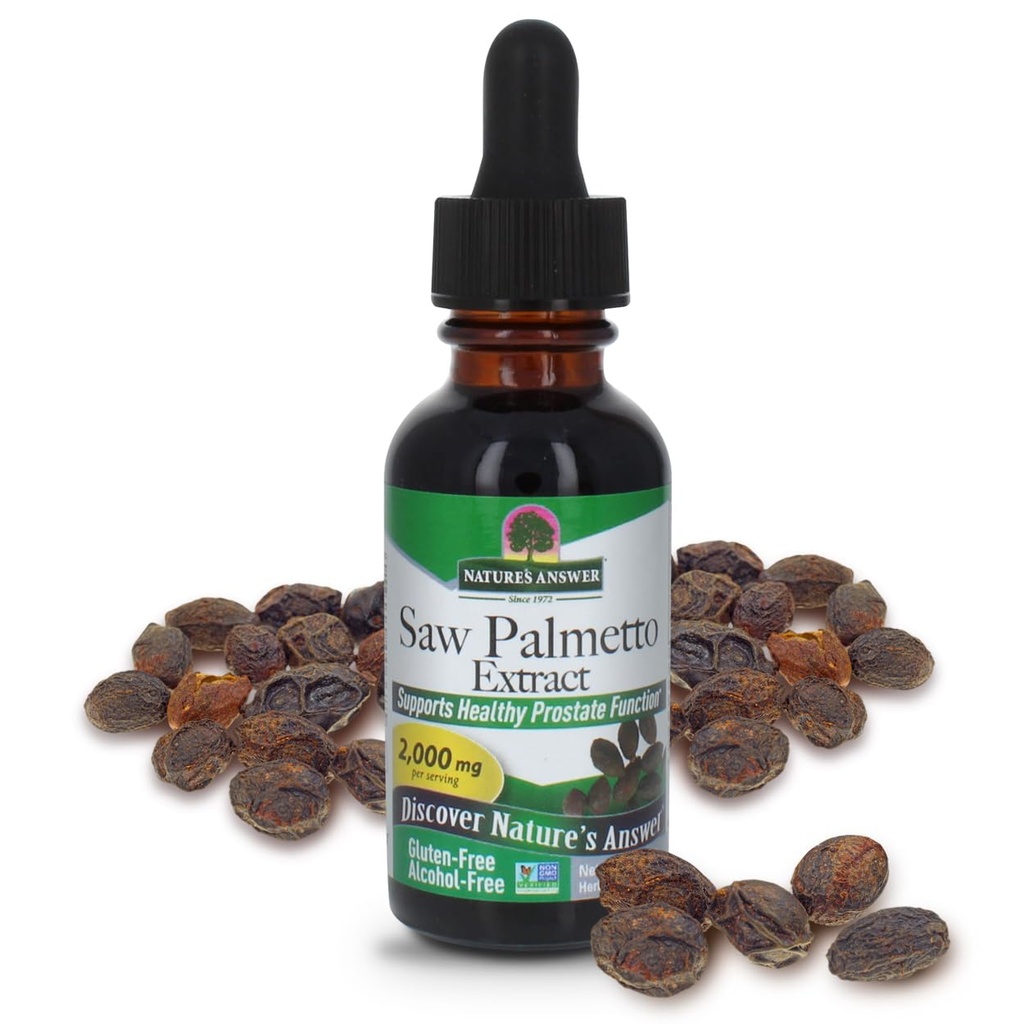 Nature 's Answer Alcohol- Free Saw Palmetto Berry Extract, 1-Fluid Ounce Ounce 124; Prostate Support CLAS124; Natural Urinary Health CLAS124; Promotes Hair Growth
