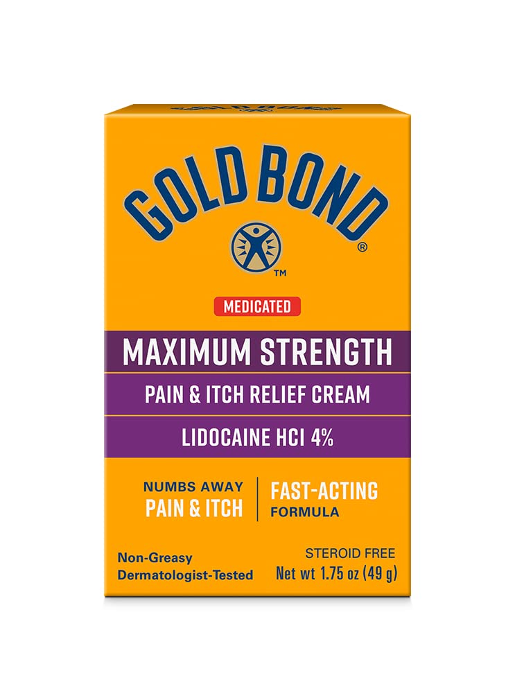 Gold Bond Medicated Maximální síla bolest & Itch Relief Cream, 1.75 oz., s Lidokainem