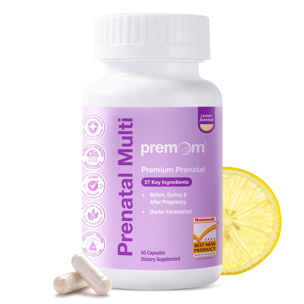 Premom Prenatal Vitaminy pro ženy - Koncepce pro její multivitamin: 27 Nutrients, Obsahuje 680mcg methyl folát + Cholin + železo, Traceable Ingredience, Plodnost doplňky pro ženy -30 denní zásobování