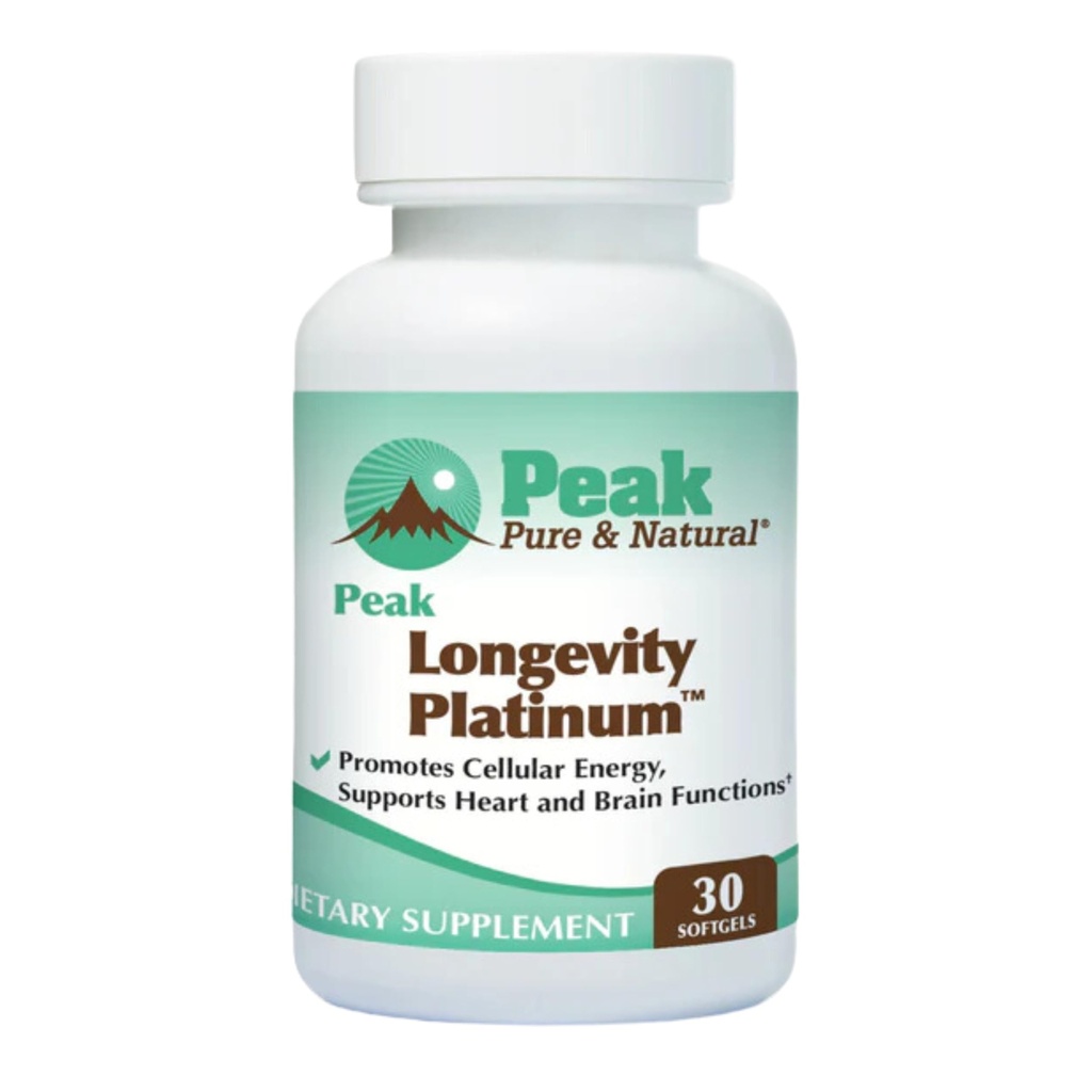 Peak Longevity Platinum PQQ Supplement with Coenzym Q10 - Pyrrolochinolin Quinone with Ubiquinol CoQ10 and Shilajit - Mitochondrial Supplement for Natural Energy and Health Aging (30 Softgels)