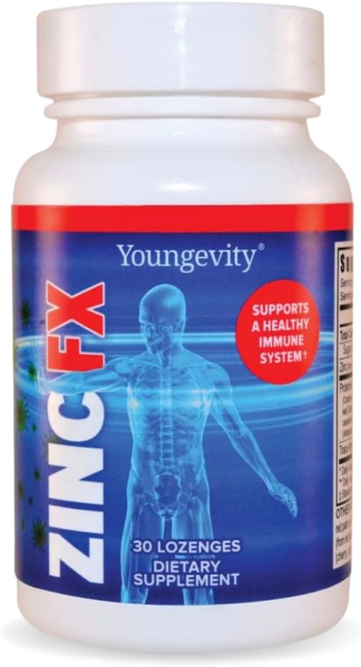 Youngevity Zinek Fx - Zinek + stopové minerály + Elderberry + Astragalus - Imunitní podpora Žvýkačky - Vysoce absorbovatelné - Delicious - 30 Lozengů (balení po 4)