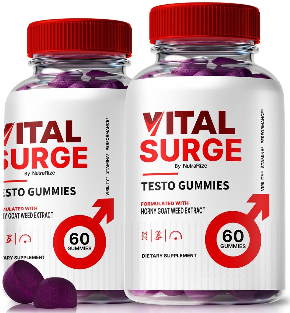 (2 Pack) Vital Surge Testo Gummies - Premium VitalSurge Gummies pro muže s čistými ingrediencemi na pohonné jednotky, sebevědomí a denní výkon, Easyto- Chew Tasty Vital Surge ME Gomitas (120 Gummies)