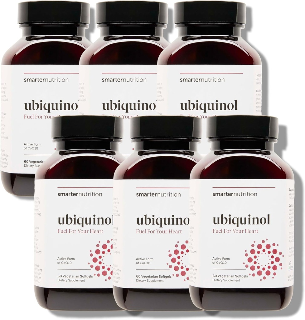 SMARTERNUTION Ubiquinol 100mg + přírodní Plant- based Complete Omega 3 6 9 - Klinicky studovaný Ahiflower ® Oil - Ultra Absorpce CoQ10 pro podporu srdce - Non- GMO - 360 Softgels [180- Day Supply]
