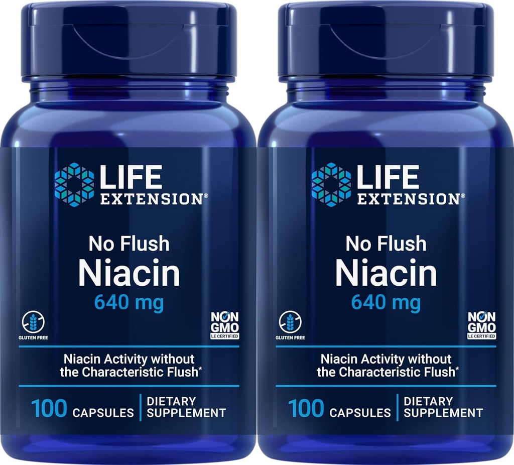 Life Extension No Flush Niacin 640 mg, 100 tobolek (Balení po 2)